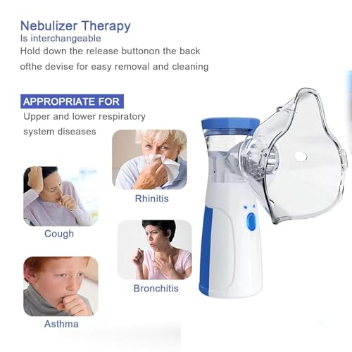 Image of Portable Mesh Nebulizer Handheld, One Touch Operation, No Noise, High Nebulization Rate, Personal Inhalers For Breathing Problems Lightweight, Travel Friendly For Adults & Kids