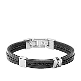 Fossil Herren Armband Leather Essentials mehrsträngig Leder schwarz, JF03686040