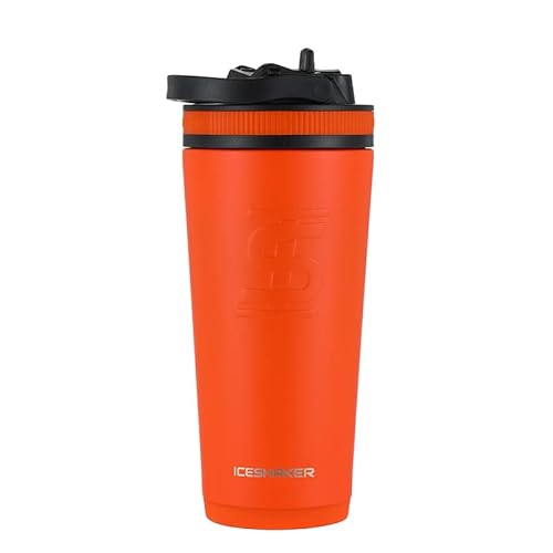 Ice Shaker 26 Oz Sport Bottle, Stainless Steel Water Bottle With Straw Lid, As Seen On Shark Tank, Insulated Water Bottle And Sports Water Bottle, Orange #TOP2