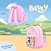 Bluey Backpack for Girls - Fluffy Fur Pink Kids Backpack Travel Purse for Children & Toddler School Bag Rucksack Handbag Ideal for Nursery and Daily Use