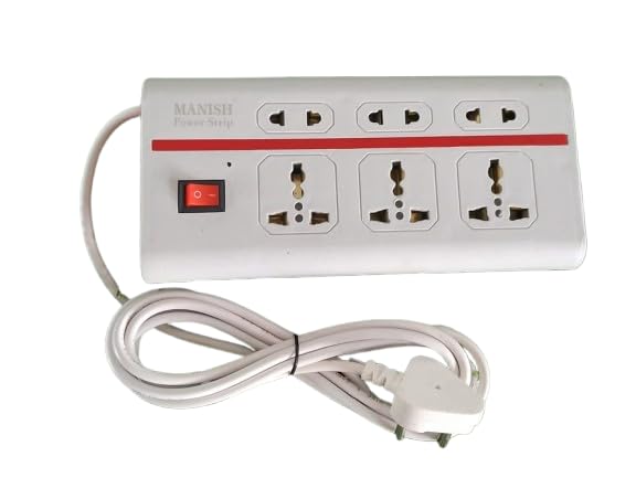 3+3 Red and White Socket with one ON or Off Switch and 2 M Wire-image-4