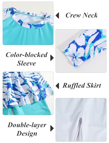 Happy Cherry Girls Two Piece Rash Guard Swimsuit 50+ UPF Long Sleeve Swim Shirt Swim Skirt with Shorts Swimwear4