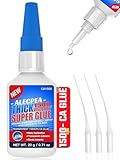 20g Thick CA Glue (1500 CPS), Instant Clear Cyanoacrylate Glue for Wood, Glass, Metal, Paper, Leather, Plastic, Ceramic, Rubber, Jewelry, Woodworking, Hobby Models, and Craft Project
