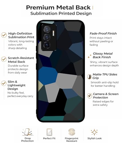 Image of Mathematical Shape Design Premium 2D Printed Metal Back Case Cover for Vivo V23E 5G / Y75 4G, Multicolor