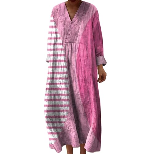 Robe d'été longue pour femme anti chaleur dos nu fluide rose 4XL
