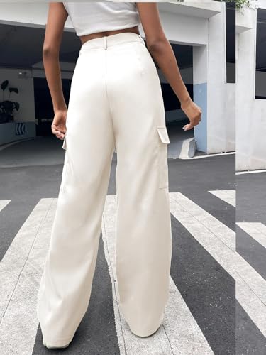 Image of GRECIILOOKS Cargo Pants For Woman | Trousers For Womans |High Waist Trouser for Women - Flared Parachute Pants with Side Pockets |Womens Cargo Pant | Elegant for College & Events (Available in Plus Size)