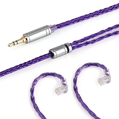 Image of Linsoul Tripowin Zonie IEM Cable, 16 Core Silver Plated Earphone Upgraded Cords, 1.25m SPC in Ear Monitor Cable for ZS10 PRO 2 AS10 PRO ZSN PRO X Wan'er SIMGOT EM6L(Recessed 2pin, 3.5mm)(Violet)