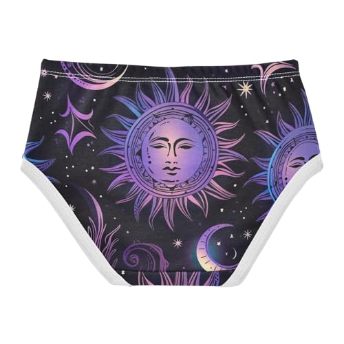 Sun Moon Black Toddler Underwear, Cotton Underwear for Girls, 2T–8 Years2