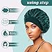 4PCS Silk Satin Bonnets for Black Women & Men - Elastic Wide Band Hair Wrap Cap for Curly Hair - Shower Cap for Sleeping (Black, Peacock Blue, Pink, Khaki)