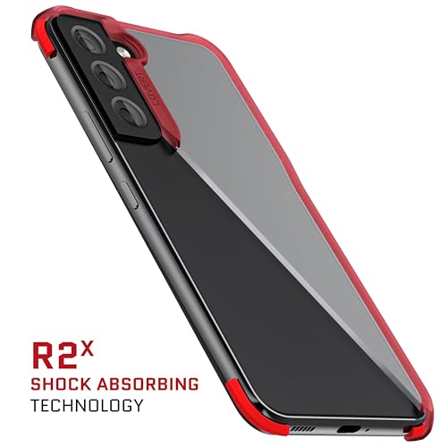 Image of Ghostek Covert Red S22 5G Case Clear Hard Back Shockproof Protective Phone Cover Premium Slim Thin Lightweight Design Heavy Duty Armor Designed for 2022 Samsung Galaxy S22 (6.1 inch) (Red)