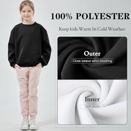 Silkfly 3 Pack Children Long Sleeve Fleece Sweatshirt Crew Neck Pullover Sport Solid Tops for Boys Girls3