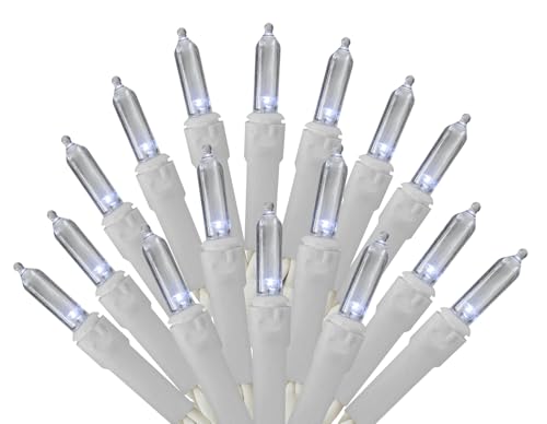 White LED Christmas Tree Lights - 50 Count - 18 Ft - Waterproof - UL Listed