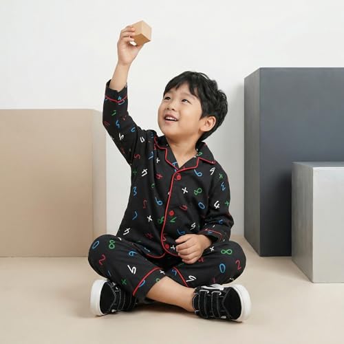 Image of CLAP Kids Cotton Printed Full Sleeves Night Suit