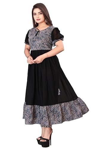Image of eightone Floral Printed Cotton Frock for Women | Fit and Flare Midi One Piece Dress | Casual Western Dress for Women
