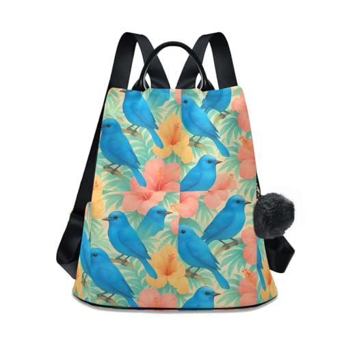 Sac à dos bleu vif oiseaux tropicaux idéal pour vos balades urbaines et voyages