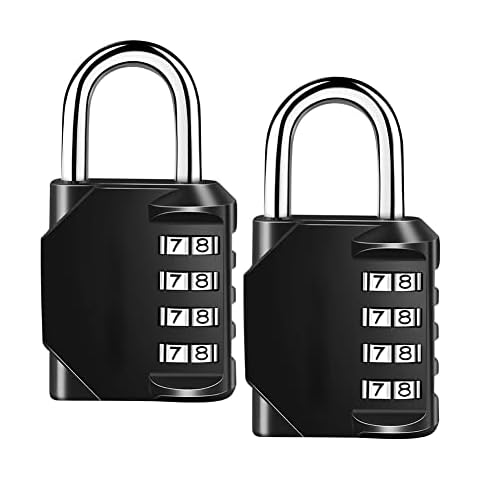 Ibergrif 2 Pack Combination Lock, 4 Digit Coded Locker Lock, Outdoor Waterproof Padlock for School Locker, Gym Locker, Fence, Toolbox, Gate, Case, Hasp Storage (Black) Cover