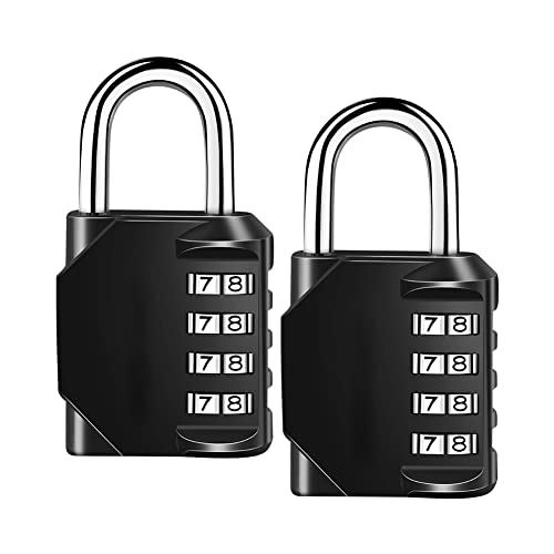 Ibergrif 2 Pack Combination Lock Resettable Padlock, 4 Digit Coded Padlock Combination, Keyless, Waterproof, Black Combo Lock for Gym, Schools, Door, Tool Boxes, Garden, Reel Cabinet, Storage