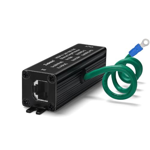 Ethernet Surge Protector Metal Shielded RJ45 Lightning Suppressor for PoE PoE+ and Gigabit Ethernet, Zuomeng LAN Network CAT5 CAT6 Thunder Arrestor with Gas Discharge Tube Does Not Reduce Speed