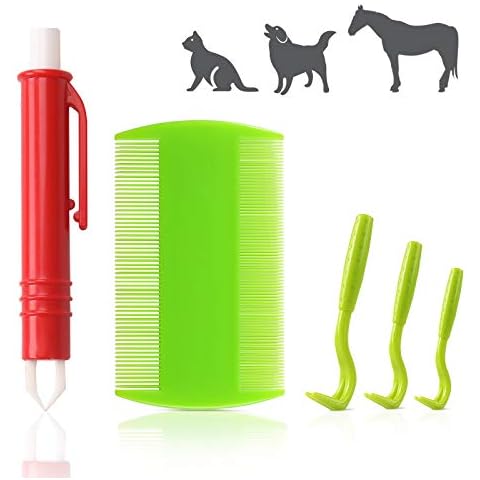 Reastar Tick Remover for Dogs 5PCS Tick Removal Tool, Dog Tick Remover, with Set of 3 Tick Hook, 1 Tick Removal Pen and 1 Tick Comb - for Dogs, Cats, Humans Cover