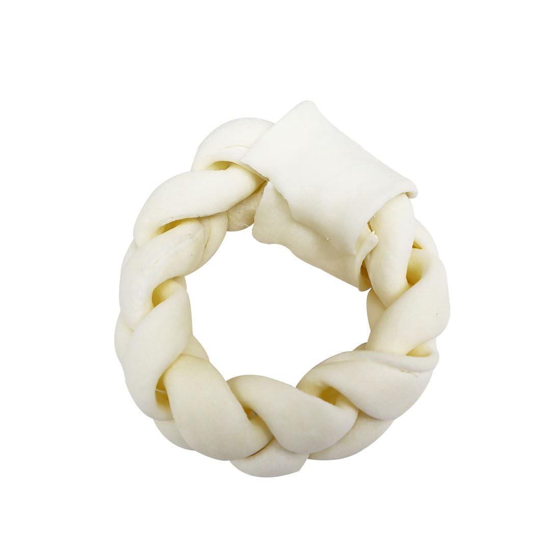 Petrix Rawhide Braided Ring Long Lasting Dog Chews 1 Pcs, Helps Dental & Gums Health Amazon