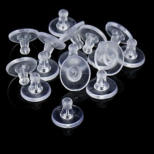 Image of Clear Silicone Earring Back Stoppers Findings Stud Earring Plugs for Jewellery Making - 200 Pcs (10mm, Clear White)