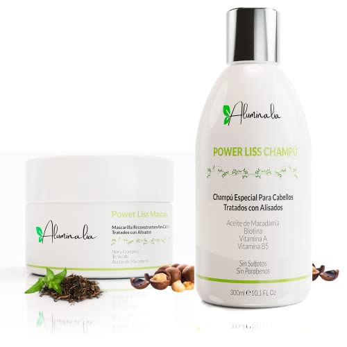 Champú y Mascarilla Sin sulfatos Post Alisado Vegano Power Liss Especial para el Mantenimiento de Cabellos Tratados con Alisados
