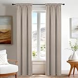 Deconovo Cortinas Opacas 100% Térmicas Aislantes Frío y Calor Efecto Lino – Juego de 2 Paneles con Bolsillo para Varilla, 70x220 cm, Caqui, para Cocina, Baño, Dormitorio y Oficina