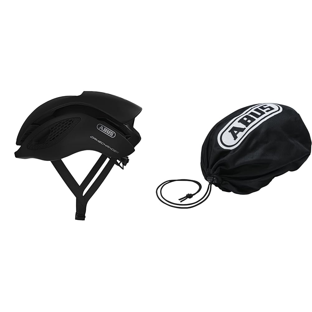 ABUS Unisex, Fahrradhelm, Velvet Black, L (59-62 cm) & Unisex – Erwachsene Helmtasche Helm Zubehör, Velvet Black, Universal