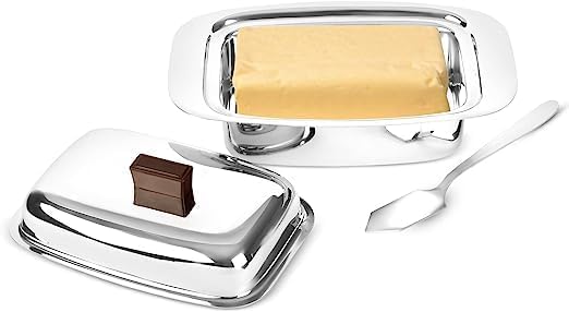 Kanshita's Rasoiware Stainless Steel Butter Dish with Lid & Knife - 100g Storage for Fridge, Kitchen & Dining Table 1