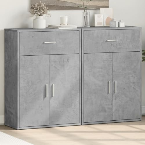 Générique Buffets 2 pcs Gris béton 60x30x84 cm Bois d'ingénierie,Meubles, Armoires & Meubles de Rangement, Buffets & bahuts, Gris (Poids 45.56KG)