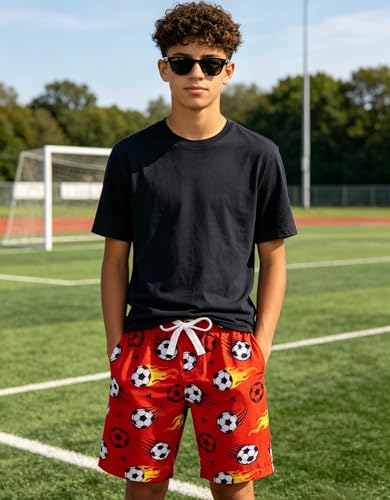 ZenGents Boys Swim Trunks Size 10-12 Swim Shorts Kids Bathing Suits Football Swimming Shorts Beach with Pockets 10 12 Years — view 3