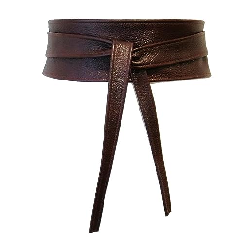 Women's Leather Belt Wrap Obi Belt Genuine leather 2.5 inches Wide Cincher Belt Waist Band Handmade4