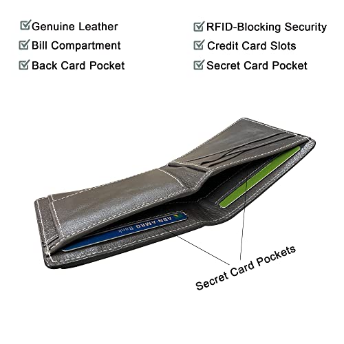 Balona Genuine Leather Anti-Theft Rfid-Blocking 3D Dragon Printed Gifting Bifold Wallet With Detachable Credit Card Case For Men (Coin Pocket - Grey) #TOP4
