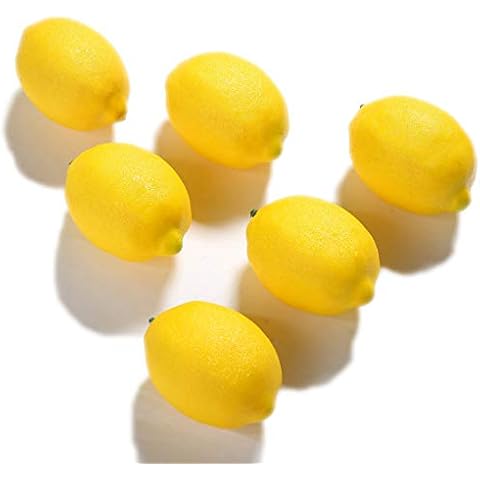 JUSTOYOU 6pcs Artificial Fake Fruit Lemon for Display Home Party Festival Decoration Cover