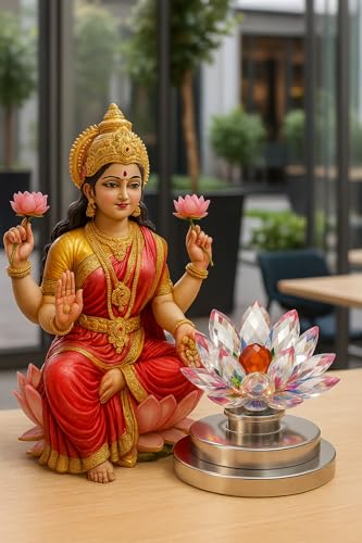 Image of ZYROO Crystal Lotus Flower Showpiece for Home Decor | Feng Shui Good Luck Crystal Lotus | Decorative Glass Lotus for Pooja Room, Office Desk, Meditation & Gift