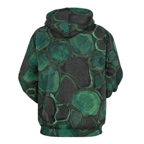 Hoodies hip hop imprimé patchwork abstrait sweat à capuche 3D vert et noir