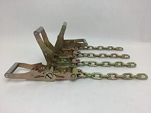 Safe 'n Secure 8 Point Heavy Duty BLACK Diamond Weave 18' Strap Kit for Rollback/Flatbed Tie Downs with 12