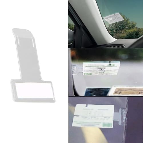 Lunpog 4 Stück Ticket Halterung Auto, Transparente Auto Halter Clip,parkscheinhalter Clip,Parkausweishalter,parkscheinhalter windschutzscheibe,Selbstklebend Tickets Clips für Parkschein