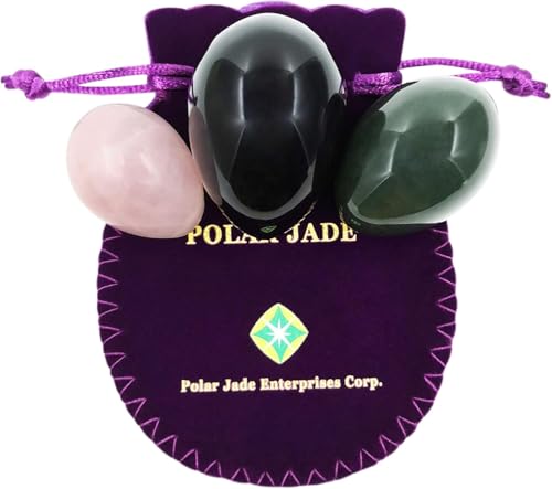 Œufs de Jade Néphrite en lot de 3 tailles avec ficelle non paraffinée et brosse