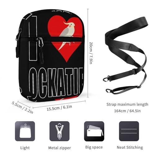 I Love Cockatiel Bird Women's Cute Small Mini Crossbody Bag Top Zip Sling Square Shoulder Bags2