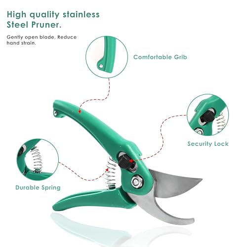 Image of Go Garden Assorted Hand Pruner Cutter - Heavy Duty Steel Blades Gardening Tool | Plant Cutter for Home Garden | Wood Branch Trimmer | Grass Cutting Accessory