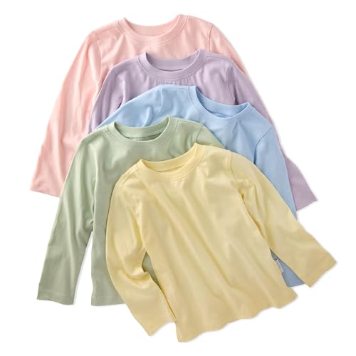 Butterblu London 5-Pack Long Sleeve T-Shirts 100% Organic for Boys & Girls Haze 24 Months