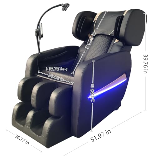 GDFStudio Full Body Massage Chair, Zero Gravity Recliner with Heating, Air Pressure, Foot Rollers, Bluetooth Speaker & Adjustable Intensity, 5 Automatic Modes for Home & Office Relaxation