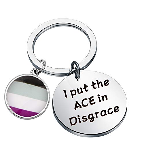 CENWA Asexual Pride Gift LGBTQ Gift Asexual Pride Flag Jewelry I Put The ACE in Disgrace Keychain