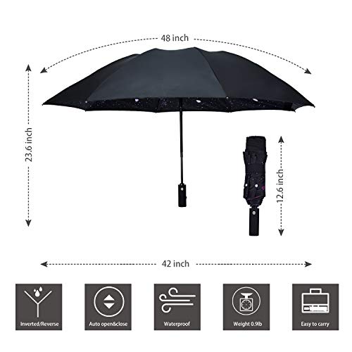 Image of Inverted Umbrella Double Layer Automatic Folding Reserve Umbrella Windproof UV Protection for Rain Car Travel Outdoor Men Women