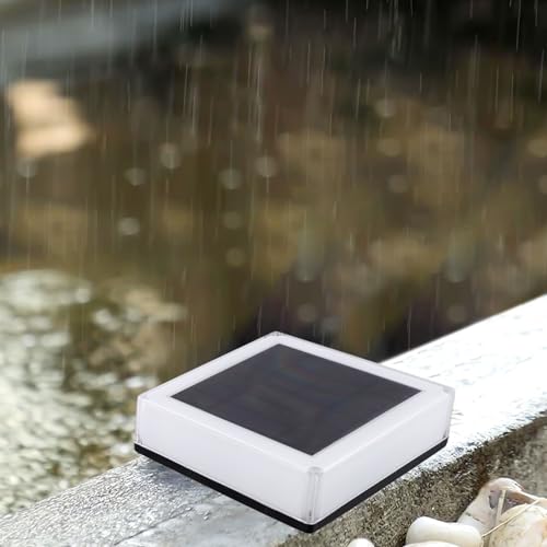 FACAIIO Lampadaire solaire pour extérieur, terrasse, clôture, jardin – 64 LED 2 W IP68 étanche, éclairage à 360°, panneau monocristallin, autonomie de 12 à 18 h, matériau ABS anti-UV