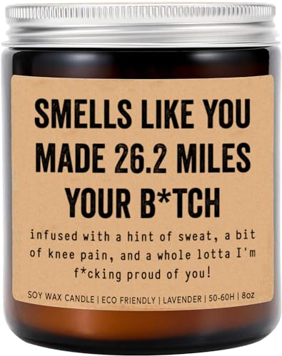 Smells Like You Made 26.2 Miles Your B*Itch Candle - Marathon Candle - Gift for Marathon Runner - Pround of You Candle - Relax Your Boby Candle - Lavender Fragrance - 8Oz Soy Wax Candle