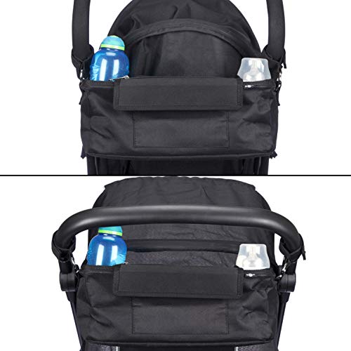 BTR Baby Stroller Organizer with Drink and Cup Holders, 2 Extra Stroller Hooks, Waterproof Cover, Shoulder Strap, Zipped Pocket. Fits all Strollers