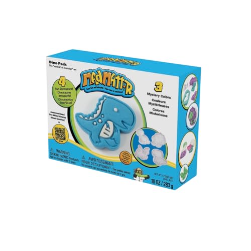 MAD MATTR Dino Pack with 4 Dinosaur Molds & 3 Mystery Colors Super Soft Sensory Dough for Creative STEM Play