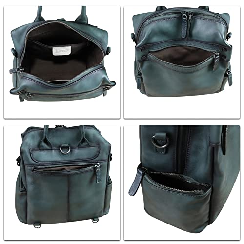 Image of Genuine Leather Backpack for Women Convertible Design Shoulder Bag Vintage Casual Daypack Knapsack Rucksack Purse (Gray)